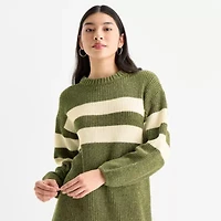 by&by Womens Juniors Long Sleeve Striped Sweater Dress
