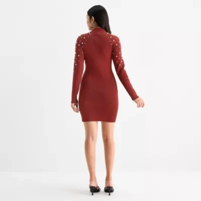 by&by Womens Juniors Long Sleeve Sweater Dress