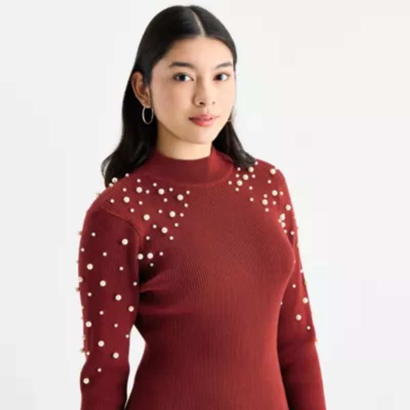 by&by Womens Juniors Long Sleeve Sweater Dress