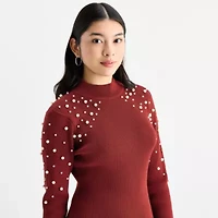 by&by Womens Juniors Long Sleeve Sweater Dress