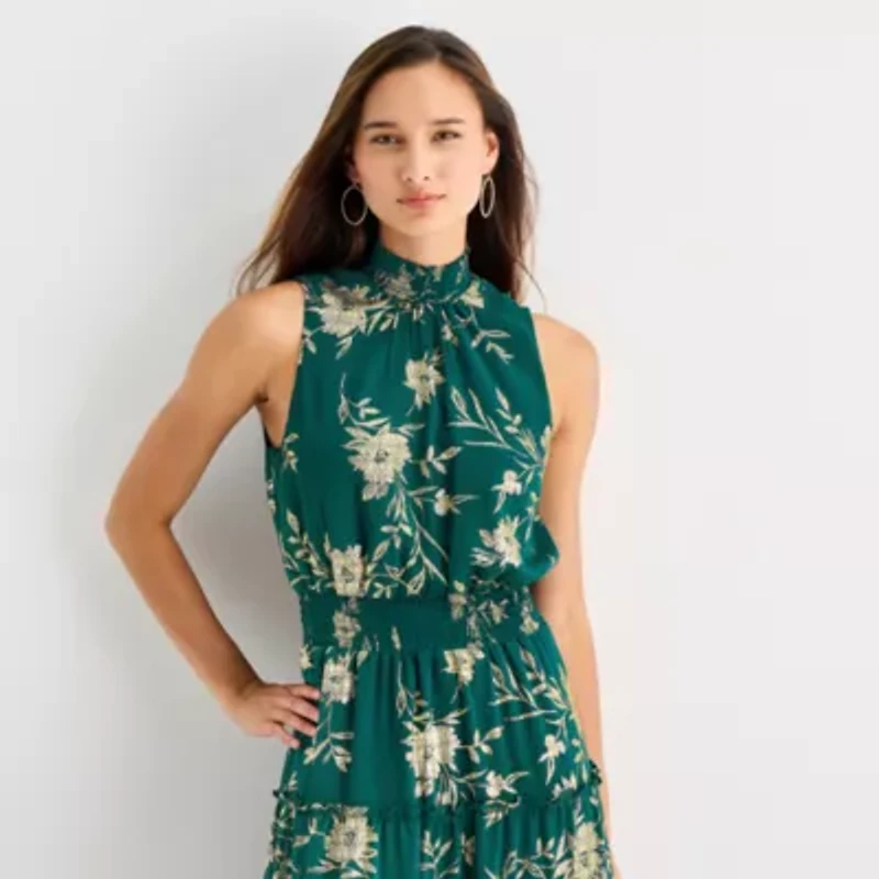 Sam And Jess Womens Sleeveless Floral Maxi Dress