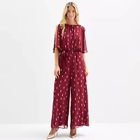 MSK Womens Crew Neck Short Split Sleeve Jumpsuit