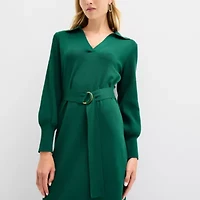 Maia Womens Long Sleeve Belted Midi Sweater Dress
