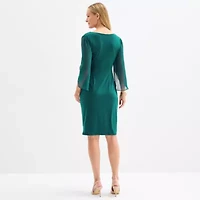 Connected Apparel Womens 3/4 Sleeve Sheath Dress