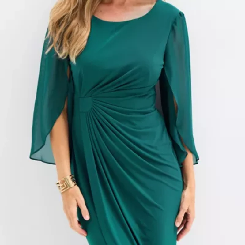 Connected Apparel Womens 3/4 Sleeve Sheath Dress
