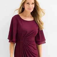 Connected Apparel Womens Elbow Sleeve Sheath Dress