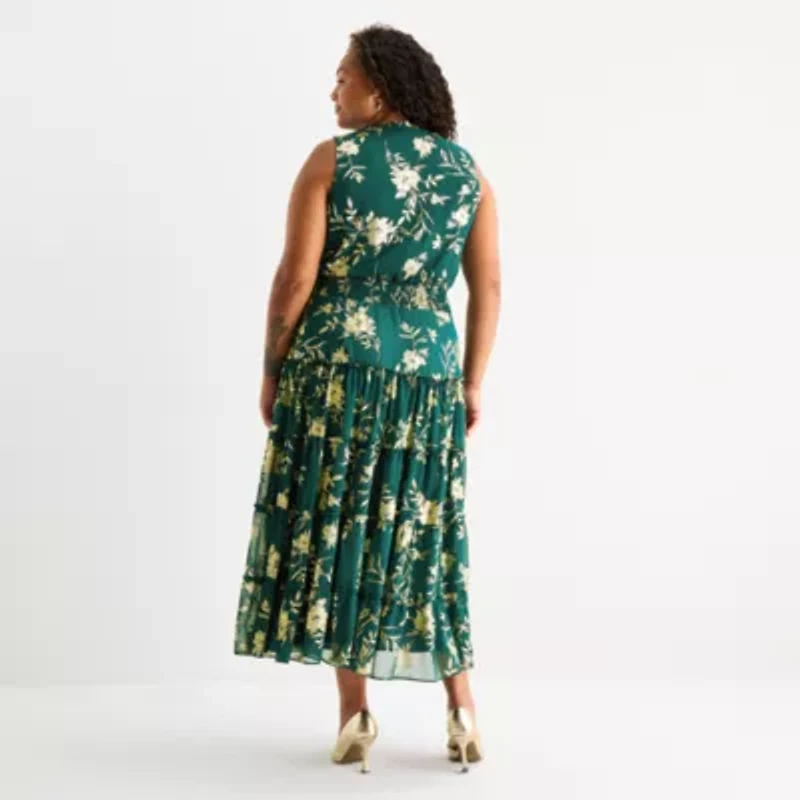 Sam And Jess Womens Sleeveless Floral Plus Maxi Dress