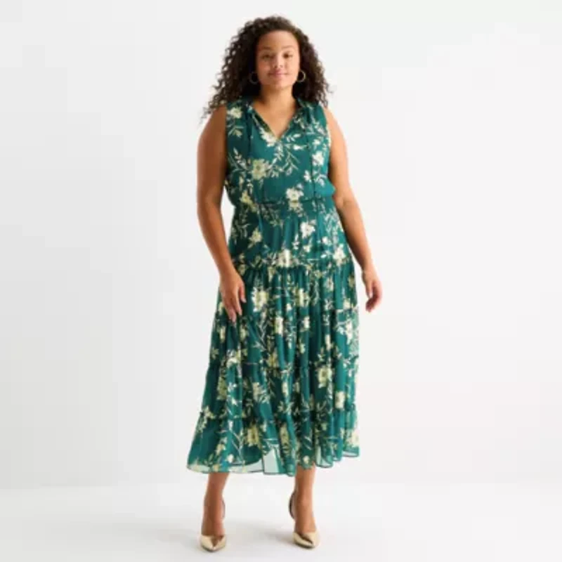 Sam And Jess Womens Sleeveless Floral Plus Maxi Dress