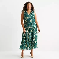 Sam And Jess Womens Sleeveless Floral Plus Maxi Dress