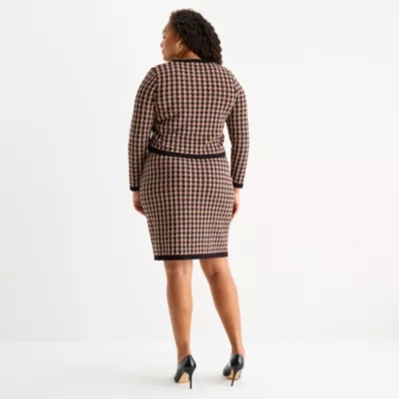 Melonie T Womens Plus Long Sleeve Jacket Sweater Dress