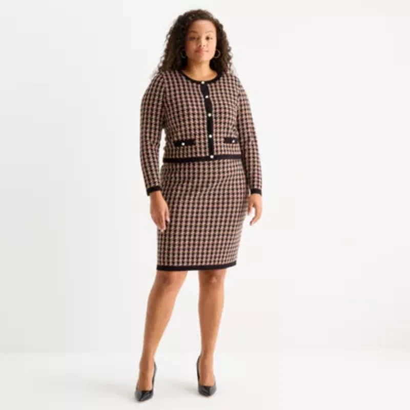 Melonie T Womens Plus Long Sleeve Jacket Sweater Dress