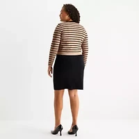 Melonie T Womens Sleeveless Striped Sweater Dress Plus
