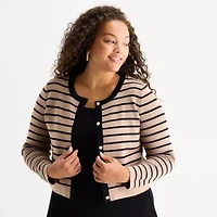 Melonie T Womens Sleeveless Striped Sweater Dress Plus