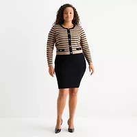 Melonie T Womens Sleeveless Striped Sweater Dress Plus