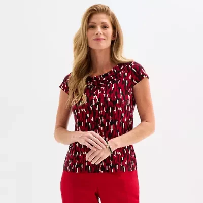 Black Label by Evan-Picone Womens Cowl Neck Sleeveless Blouse