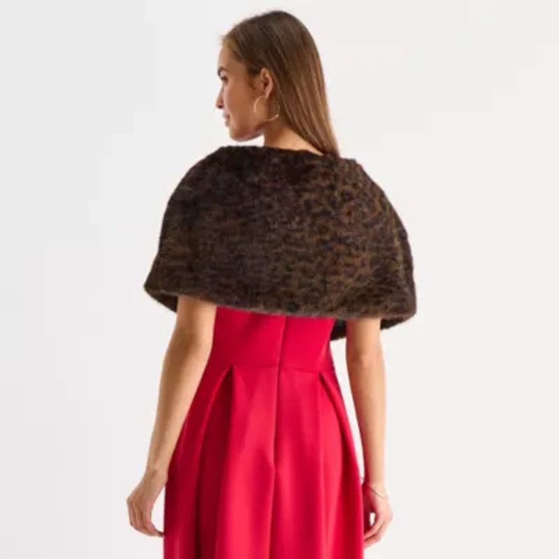 Danny & Nicole Womens Faux Fur Shrug