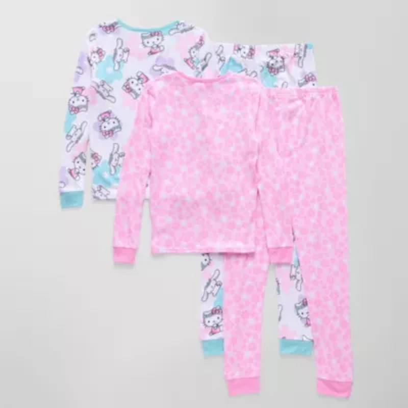 Little & Big Kid Girls Hello Kitty Crew Neck Long Sleeve 4-pc. Pajama Sets