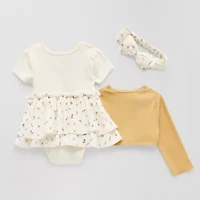 Disney Baby Girls 3-pc. Crew Neck Short Sleeve Winnie The Pooh Bodysuit Set