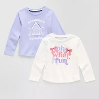 Okie Dokie Toddler & Little Girls Round Neck Long Sleeve Regular Fit 2-pc. Graphic T-Shirt