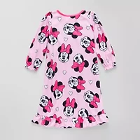 Disney Collection Toddler Girls Minnie Mouse Round Neck Long Sleeve Nightgown