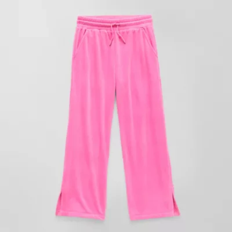 Xersion Ribbed Velour Little & Big Kid Girls Mid Rise Straight Regular Fit Pull-On Pant