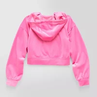 Xersion Ribbed Velour Big Kid Girls Long Sleeve Zipper Active Hoodie