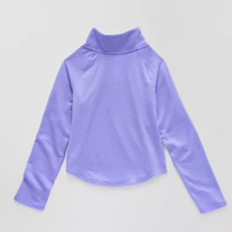 Xersion Soft Textured Little & Big Kid Girls Long Sleeve Regular Fit Henley Shirt