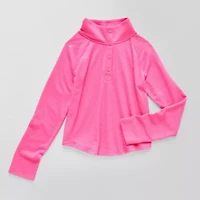 Xersion Soft Textured Little & Big Kid Girls Long Sleeve Regular Fit Henley Shirt