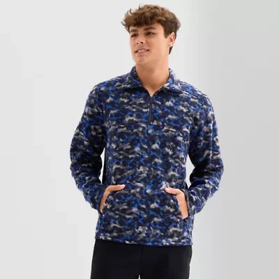 Arizona Mens Long Sleeve Sherpa Quarter-Zip Pullover