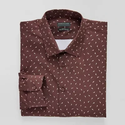 Shaquille O'Neal XLG Big And Tall Mens Regular Fit Easy Care Stretch Fabric Long Sleeve Dress Shirt