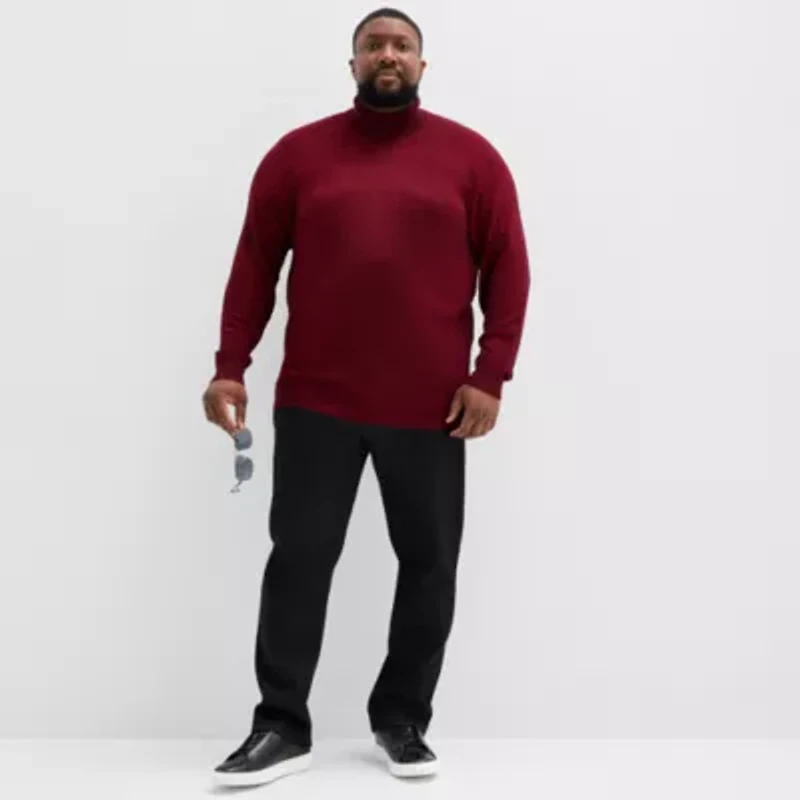 Shaquille O'Neal XLG Marl Big and Tall Mens Turtleneck Long Sleeve Pullover Sweater