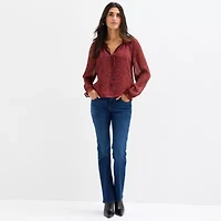 Frye and Co. Womens Split Tie Neck Long Sleeve Blouse