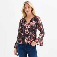 Frye and Co. Womens Split Tie Neck Long Sleeve Blouse