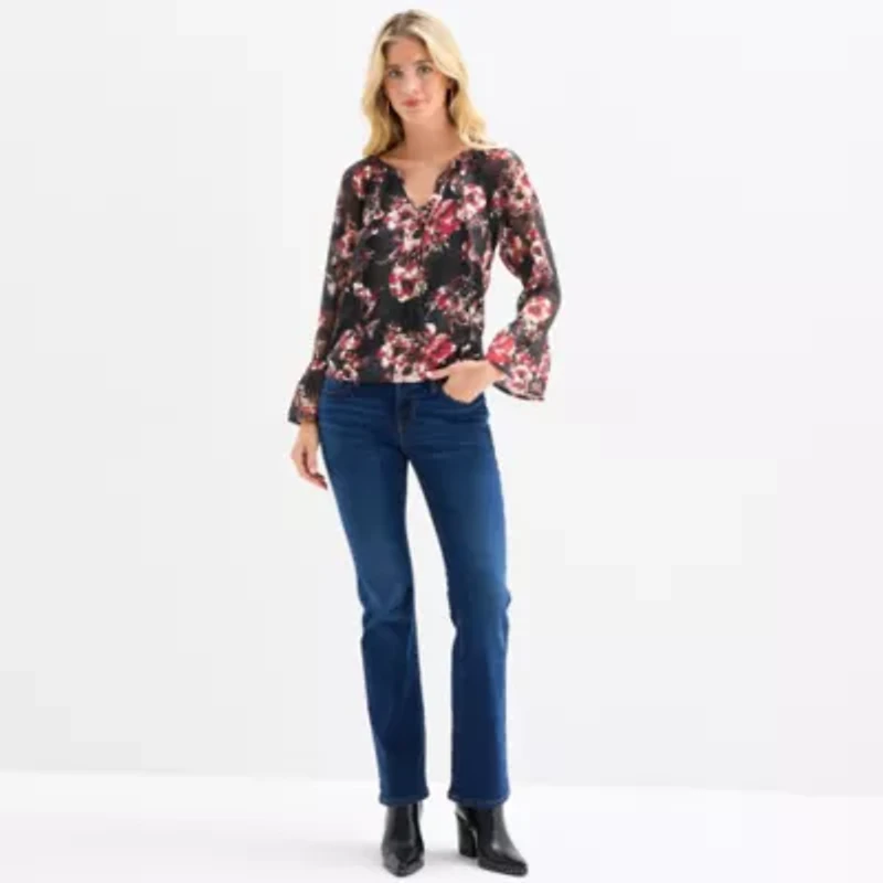 Frye and Co. Womens Split Tie Neck Long Sleeve Blouse