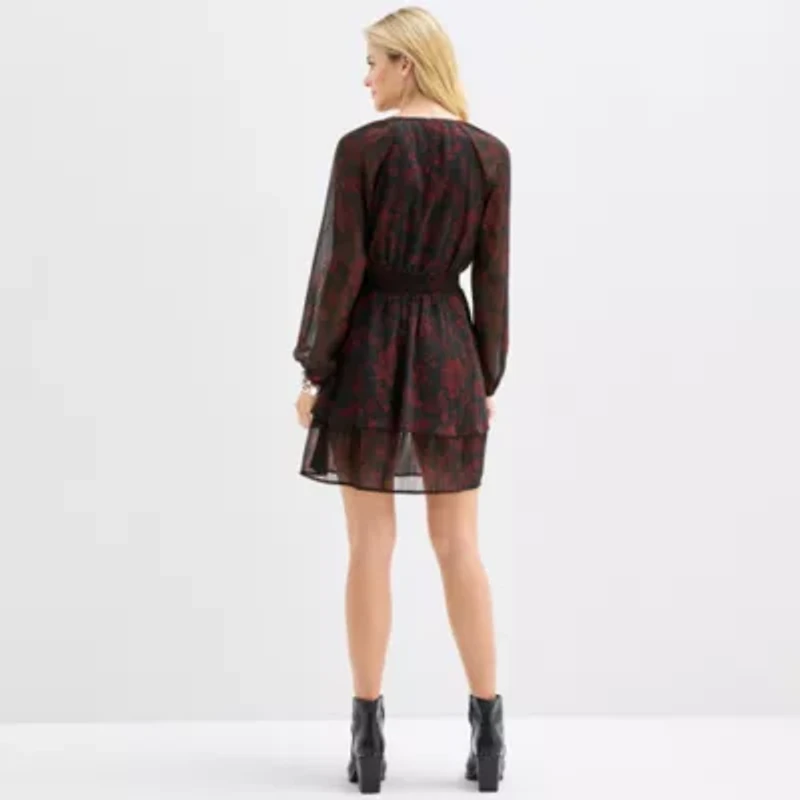 Frye and Co. Womens Long Sleeve Floral Empire Waist Dress