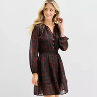 Frye and Co. Womens Long Sleeve Floral Empire Waist Dress