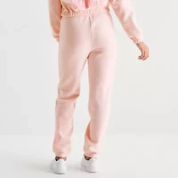 Juicy By Couture Womens Cinched Mid Rise Juniors Fleece Jogger Pant