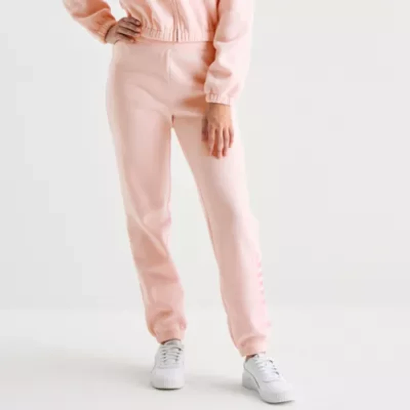 Juicy By Couture Womens Cinched Mid Rise Juniors Fleece Jogger Pant