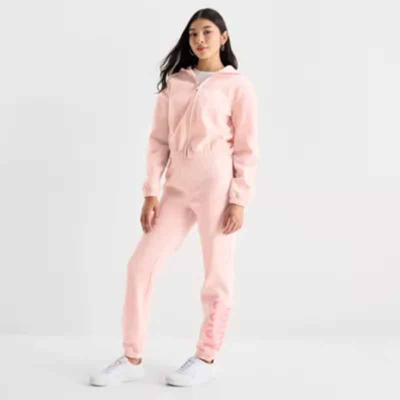 Juicy By Couture Womens Cinched Mid Rise Juniors Fleece Jogger Pant