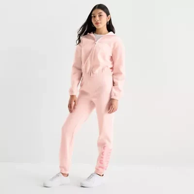 Juicy By Couture Womens Cinched Mid Rise Juniors Fleece Jogger Pant