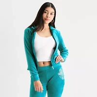 Juicy By Couture Womens Juniors Hooded Lightweight Track Jacket