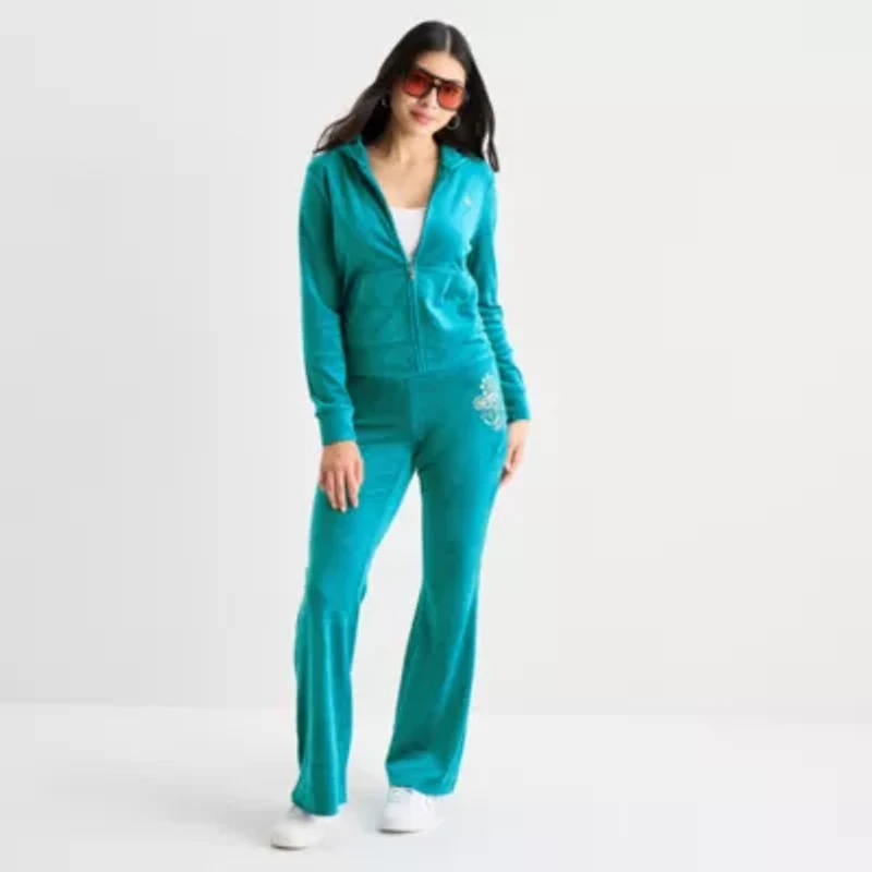 Juicy By Couture Womens Juniors Hooded Lightweight Track Jacket