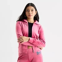 Juicy By Couture Womens Juniors Hooded Lightweight Track Jacket