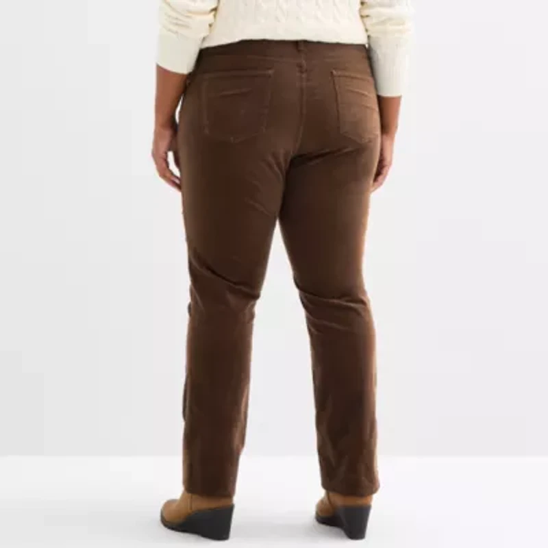St. John's Bay Womens Plus High Rise Wide Leg Corduroy Pant