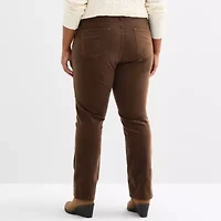 St. John's Bay Womens Plus High Rise Wide Leg Corduroy Pant