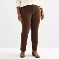 St. John's Bay Womens Plus High Rise Wide Leg Corduroy Pant