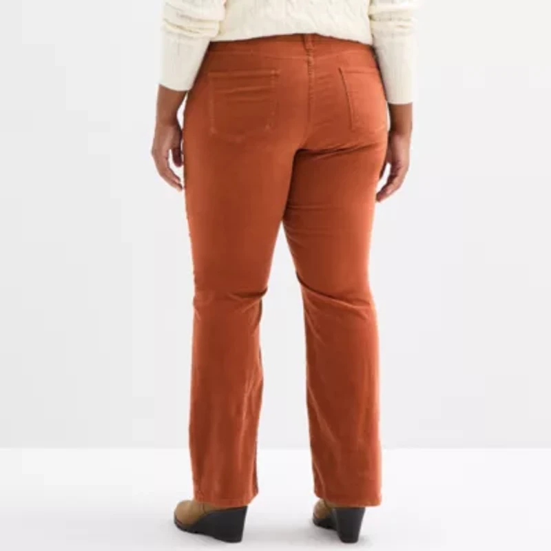 St. John's Bay Womens Plus Mid Rise Bootcut Corduroy Pant