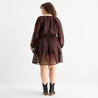 Frye and Co. Womens Long Sleeve Empire Waist Dress Plus