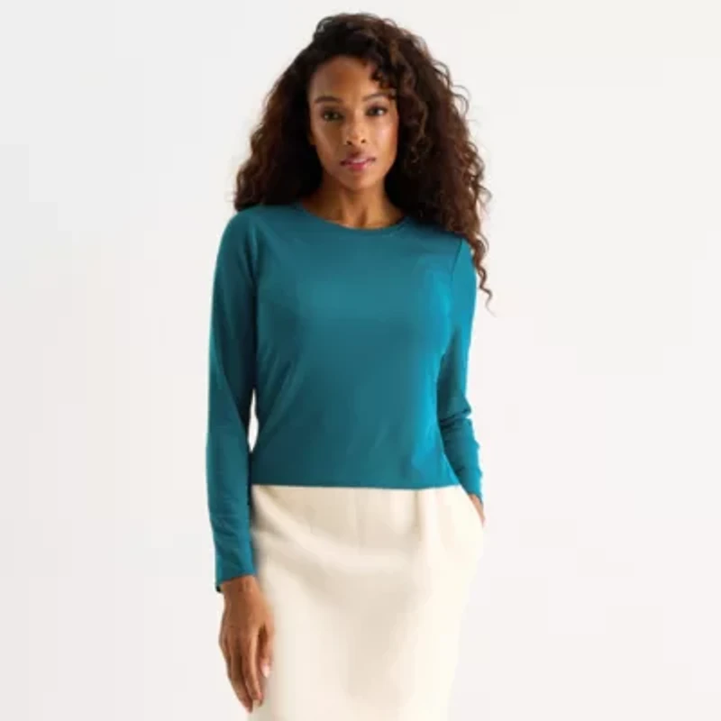 Xersion Womens Mesh Crew Neck Long Sleeve Active T-Shirt