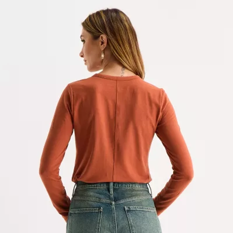 a.n.a Womens Tall Round Neck Long Sleeve T-Shirt